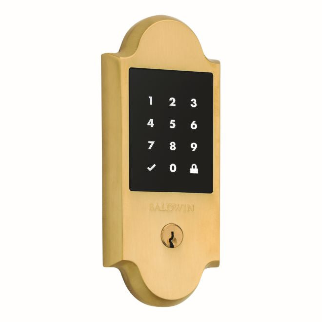 Baldwin 8235044 Stand Alone Boulder Touchscreen Deadbolt with Schlage C Keyway Lifetime Satin Brass Finish