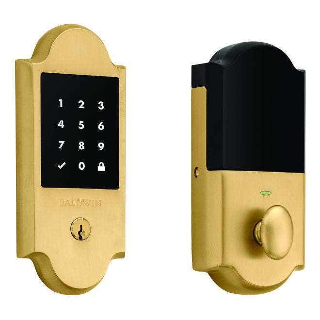 Baldwin 8235044ZW Z-Wave Boulder Touchscreen Deadbolt with Schlage C Keyway Lifetime Satin Brass Finish