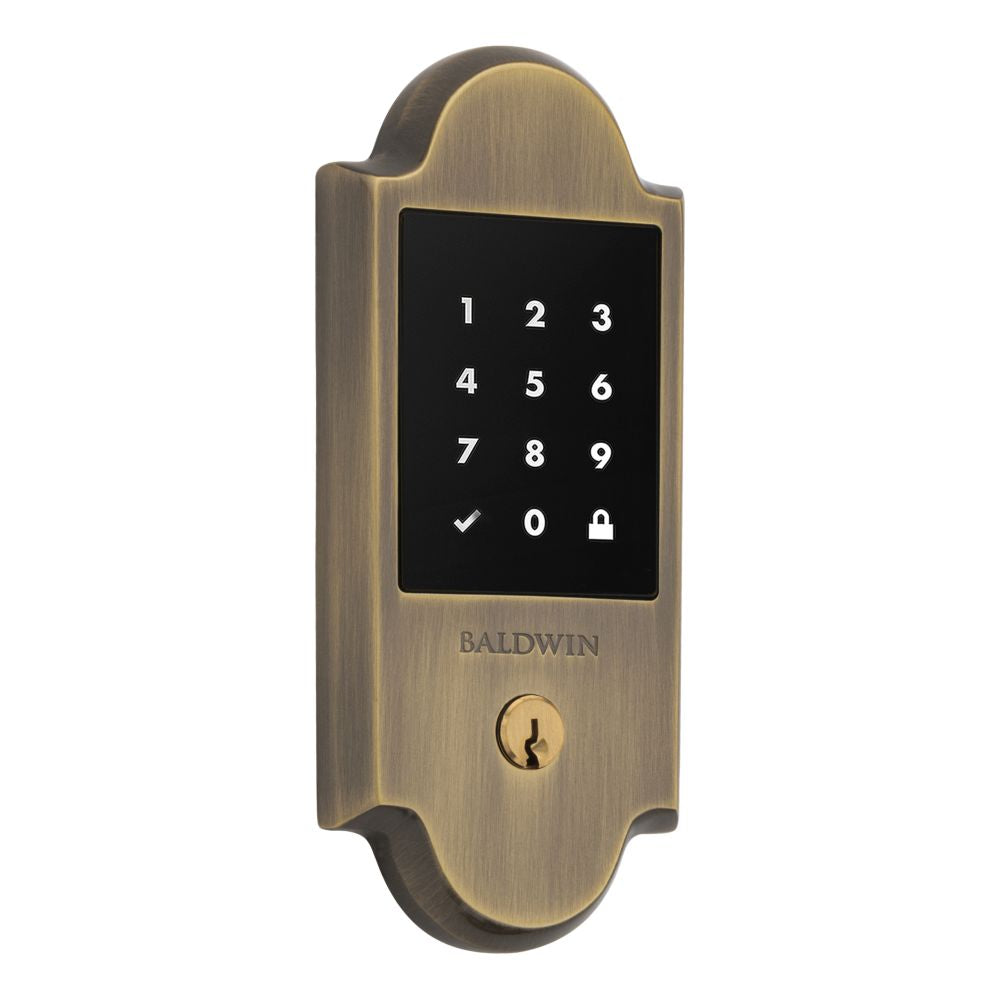 Baldwin 8235050ZW Z-Wave Boulder Touchscreen Deadbolt with Schlage C Keyway Antique Brass Finish