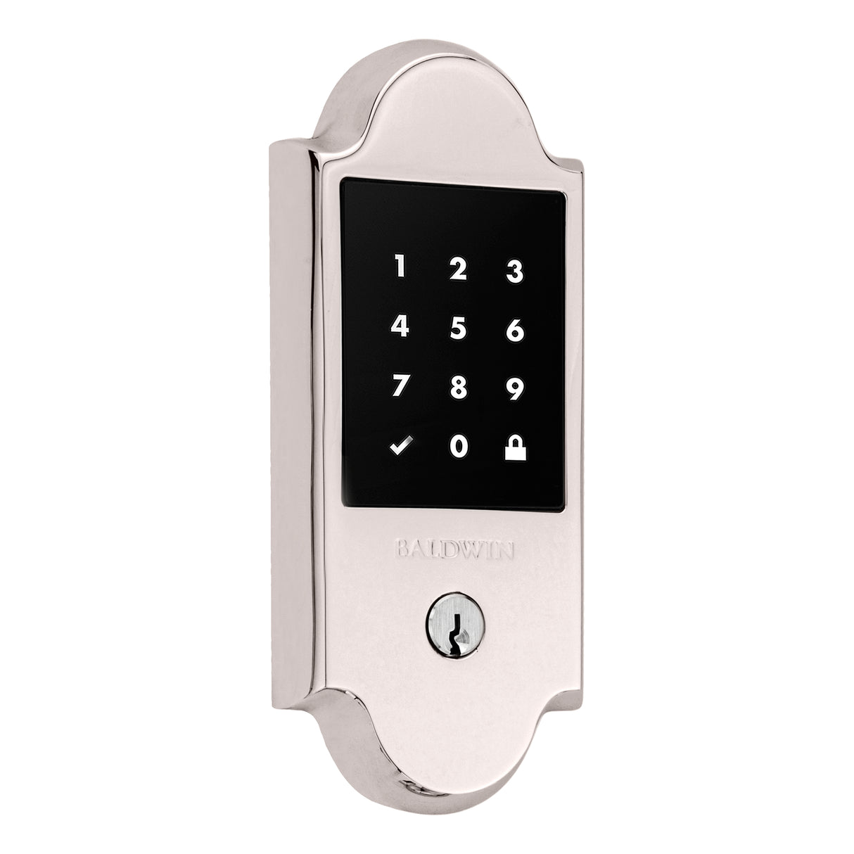 Baldwin 8235055 Stand Alone Boulder Touchscreen Deadbolt with Schlage C Keyway Lifetime Bright Nickel Finish