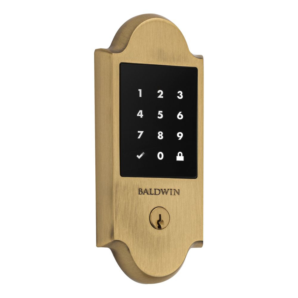 Baldwin 8235060ZW Z-Wave Boulder Touchscreen Deadbolt with Schlage C Keyway Satin Brass and Brown Finish