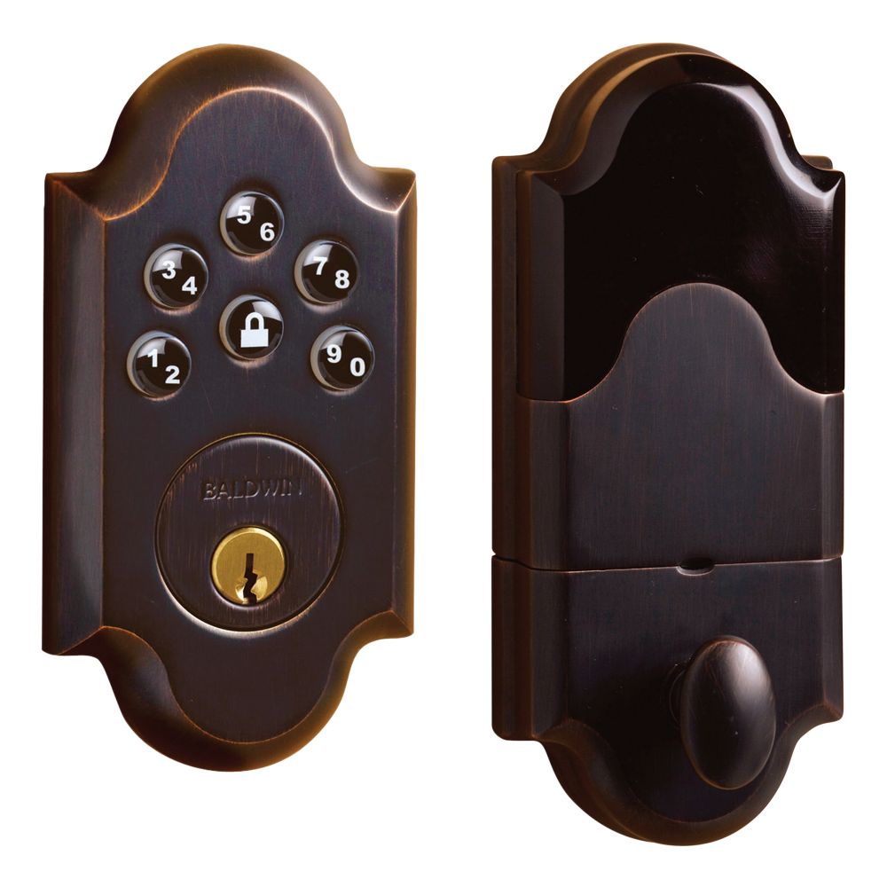 Baldwin 8252112AC3 Boulder Arched Keyless Entry Deadbolt - Batteries Not Included with Zwave Venetian Bronze Finish - Baldwin Quickship Item *