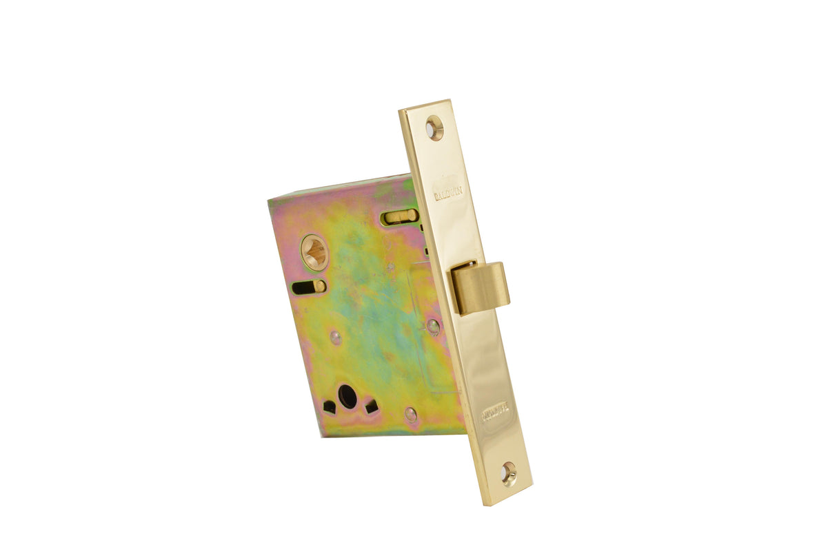 Baldwin 8530031L Left Hand Interior Passage Knob x Knob 2-1/2" Backset Mortise Lock Body Unlacquered Brass Finish