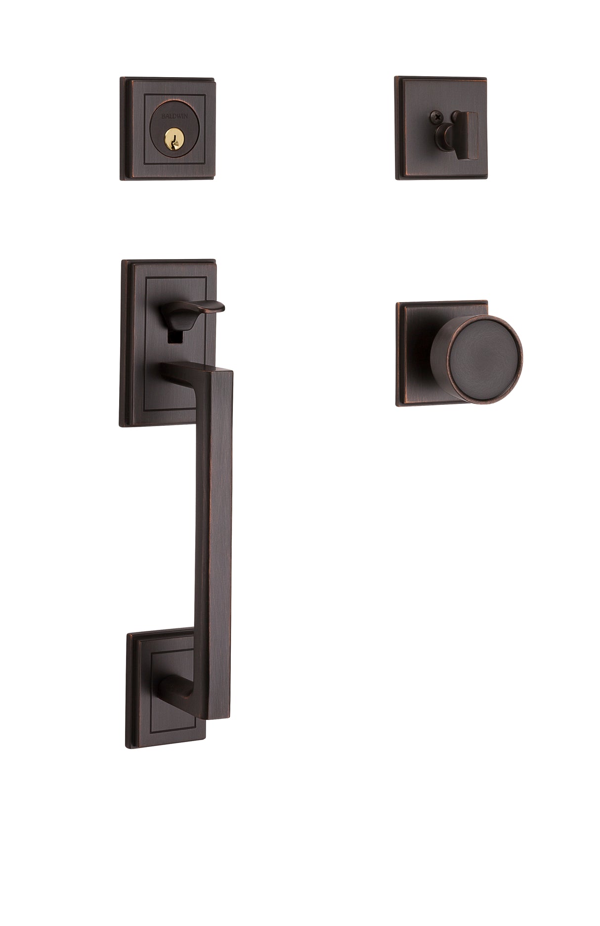 Baldwin 85310112ENTR Hollywood Hills Sectional Tubular Single Cylinder Handleset Venetian Bronze Finish