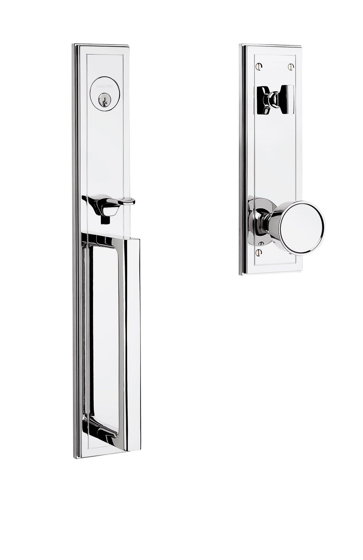 Baldwin 85311260ENTR Hollywood Hills Full Escutcheon Tubular Single Cylinder Handleset Bright Chrome Finish