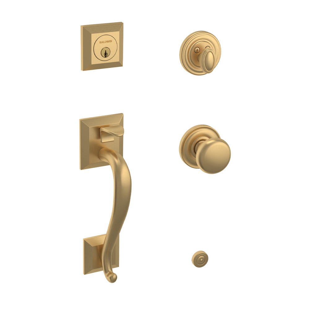 Baldwin 85320033ENTR Madison Sectional Tubular Single Cylinder Handleset Vintage Brass Finish - Baldwin Quickship Item *