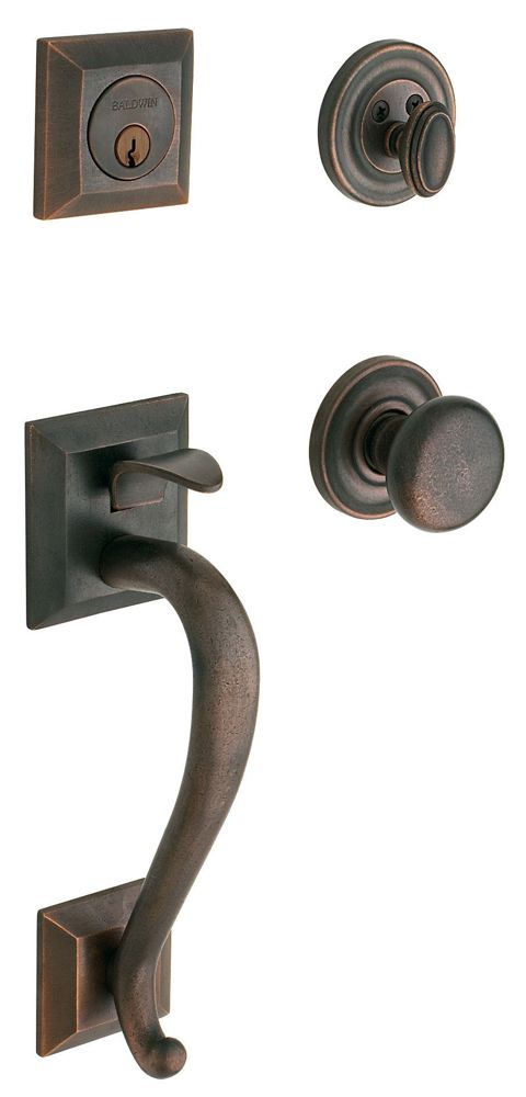 Baldwin 85320402ENTR Madison Sectional Tubular Single Cylinder Handleset Distressed Oil Rubbed Bronze Finish