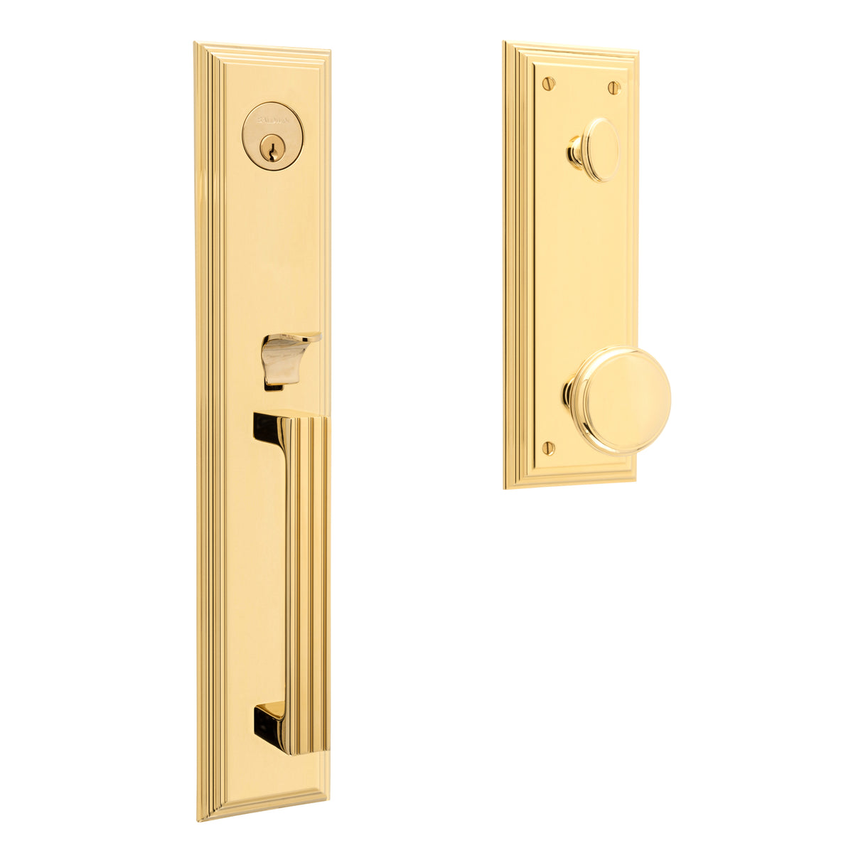 Baldwin 85342003ENTR Tremont Full Escutcheon Emergency Egress Single Cylinder Tubular Handleset with 5069 Knob Lifetime Brass Finish
