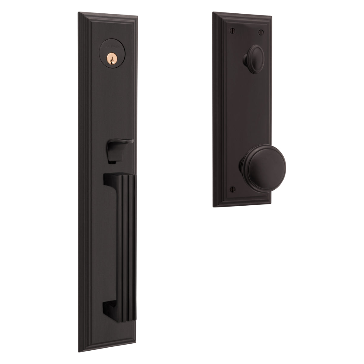 Baldwin 85342102ENTR Tremont Full Escutcheon Emergency Egress Single Cylinder Tubular Handleset with 5069 Knob Oil Rubbed Bronze Finish