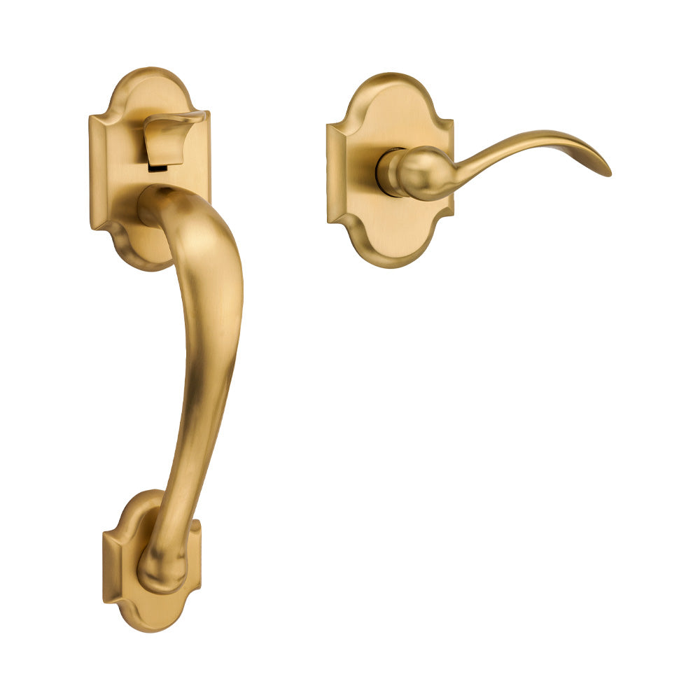 Baldwin 85353044ACLH Boulder Left Hand Sectional Handleset Less Deadbolt Lifetime Satin Brass Finish