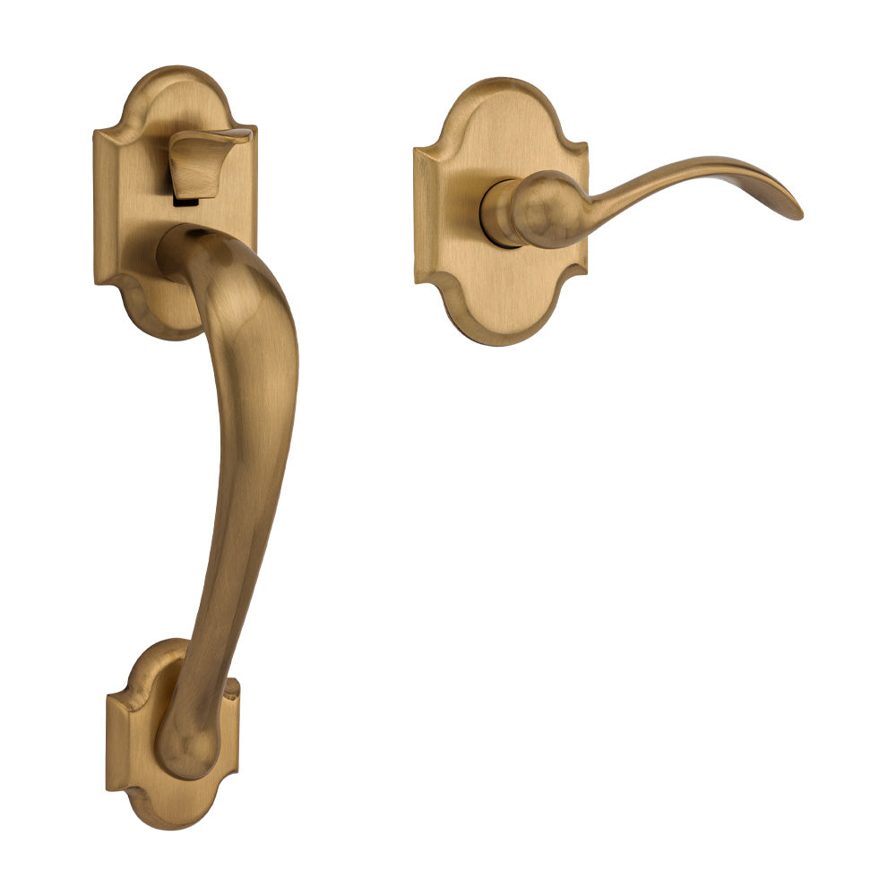 Baldwin 85353060ACLH Boulder Left Hand Sectional Handleset Less Deadbolt Satin Brass and Brown Finish