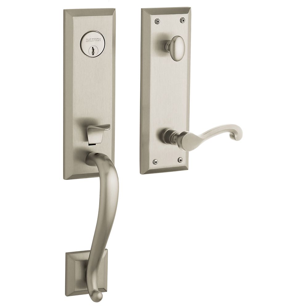 Baldwin 85355056RENT Stonegate Emergency Egress Right Hand Single Cylinder Tubular Handleset Lifetime Satin Nickel Finish