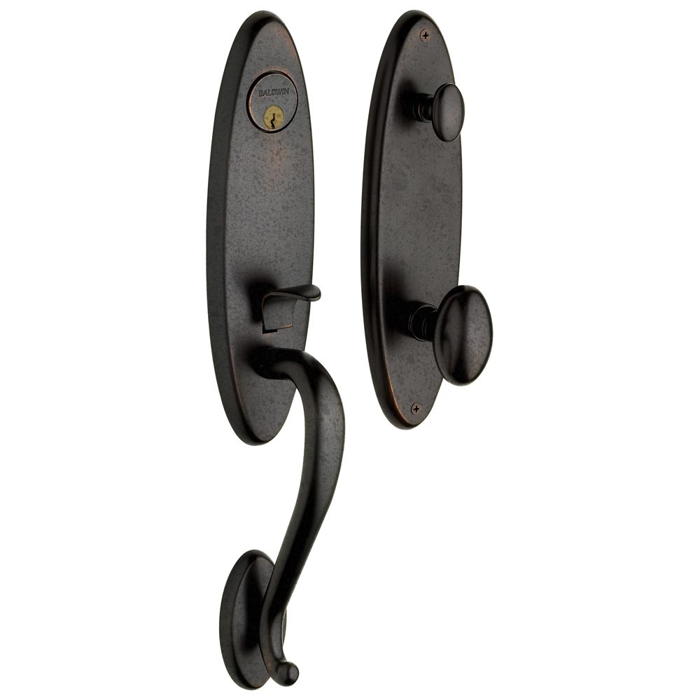 Baldwin 85360402ENTR Blakely Emergency Egress Single Cylinder Tubular Handleset Distressed Oil Rubbed Bronze Finish