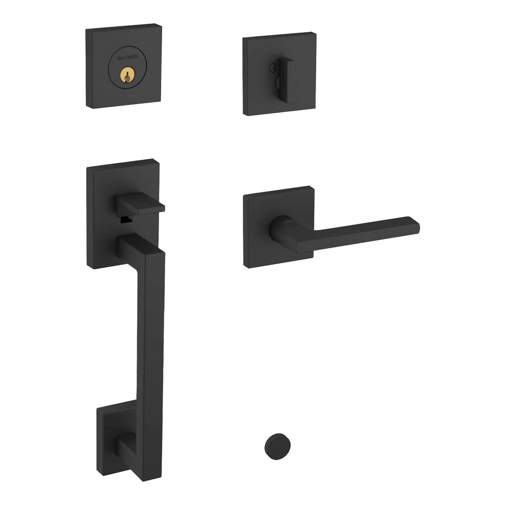 Baldwin 85390190LENT Minneapolis Sectional Left Hand Single Cylinder Entry Tubular Handleset with 5162 Lever Satin Black Finish