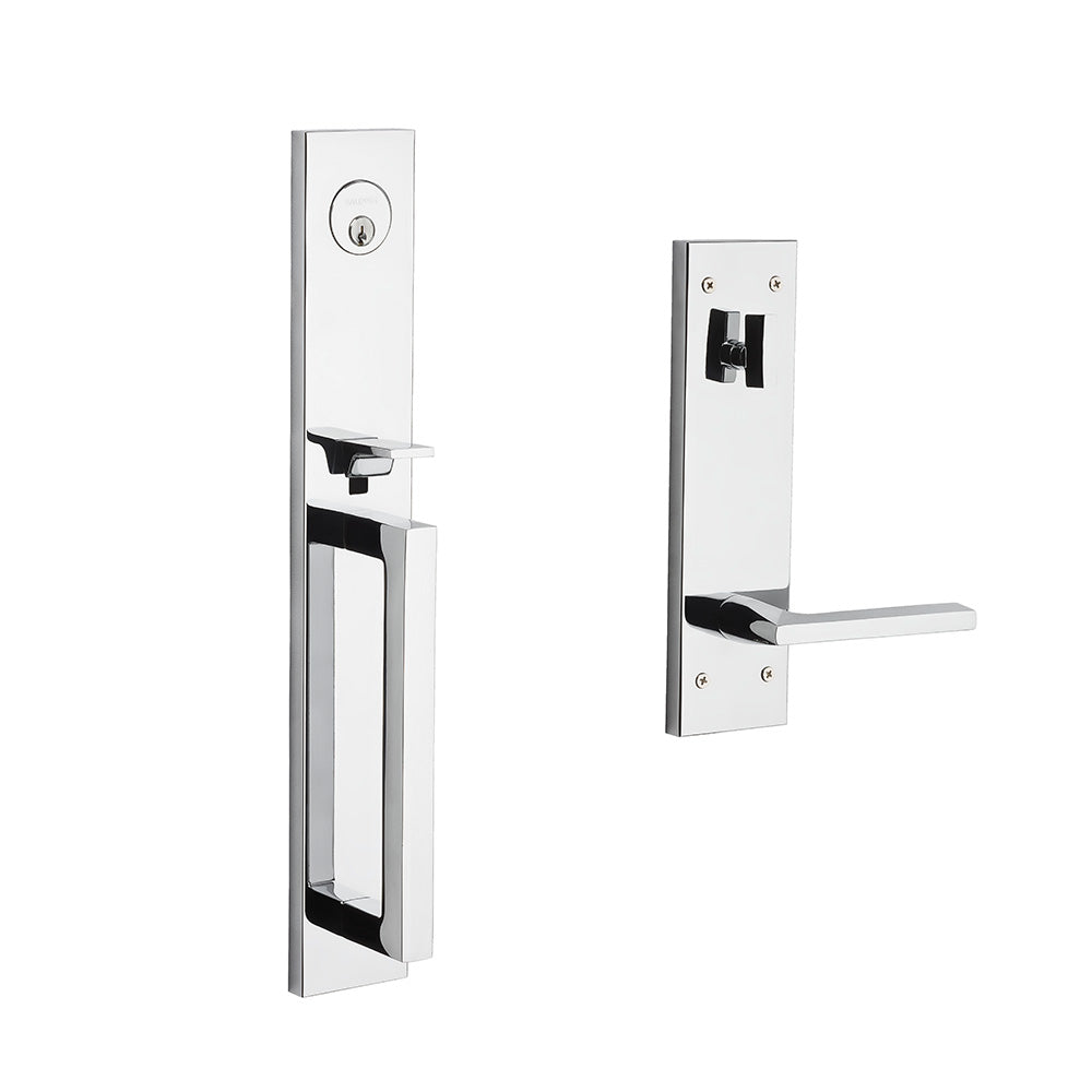 Baldwin 85392260RENT Minneapolis Full Escutcheon Right Hand Single Cylinder Entry Tubular Handleset with 5162 Lever Bright Chrome Finish