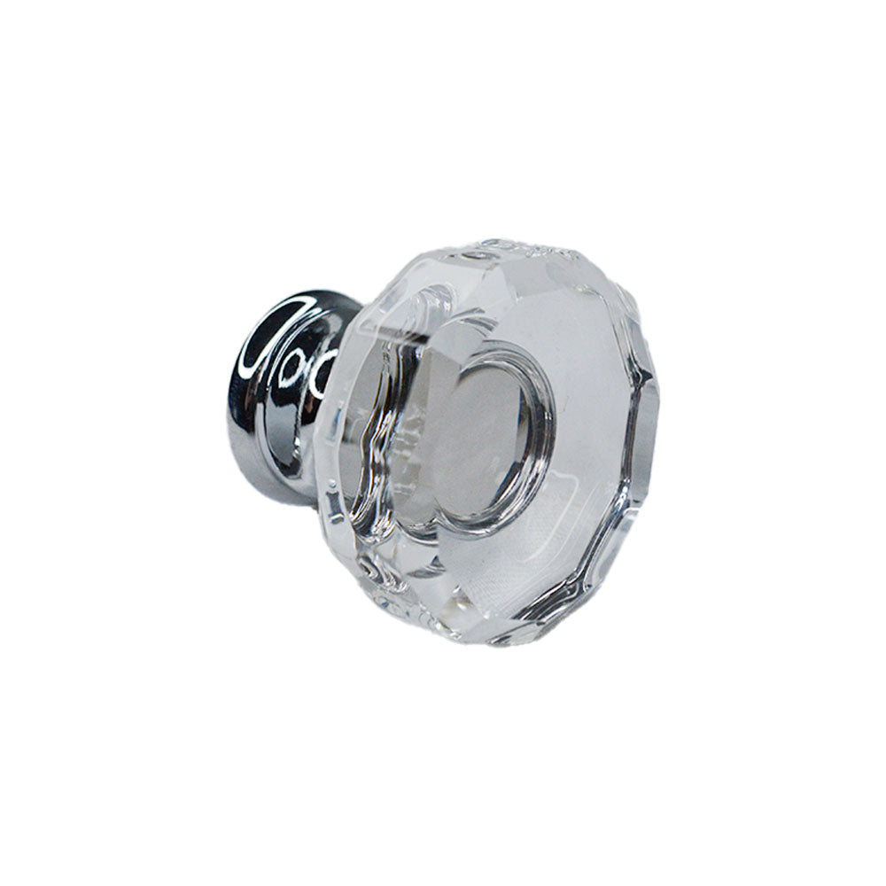 Emtek 86571US26 Lowell 1-3/8" Glass Cabinet Knob Polished Chrome Finish