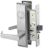 ASSA Abloy Accentra AUCN8808FL626 Classroom Mortise Lock with Augusta Lever and Camden Escutcheon with Para Keyway with 2815 Curved Lip Strike Satin Chrome Finish