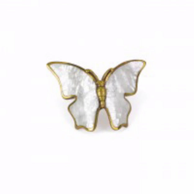 Schaub 891-PAR 1-1/2" Center to Center Mother of Pearl Nature Butterfly Cabinet Pull Paris Brass Finish