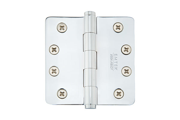 Emtek 91024US26 Pair of 4" x 4" 1/4" Radius Steel Residential Duty Hinges Polished Chrome Finish