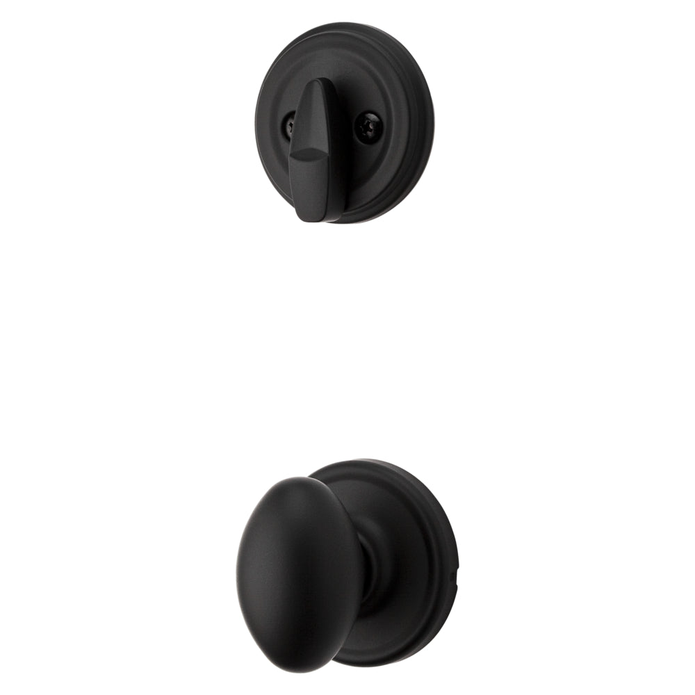 Kwikset 966L-514.UNIV Laurel Knob Interior Single Cylinder Handleset Trim for Both 800 and 687 Series Handlesets Matte Black Finish