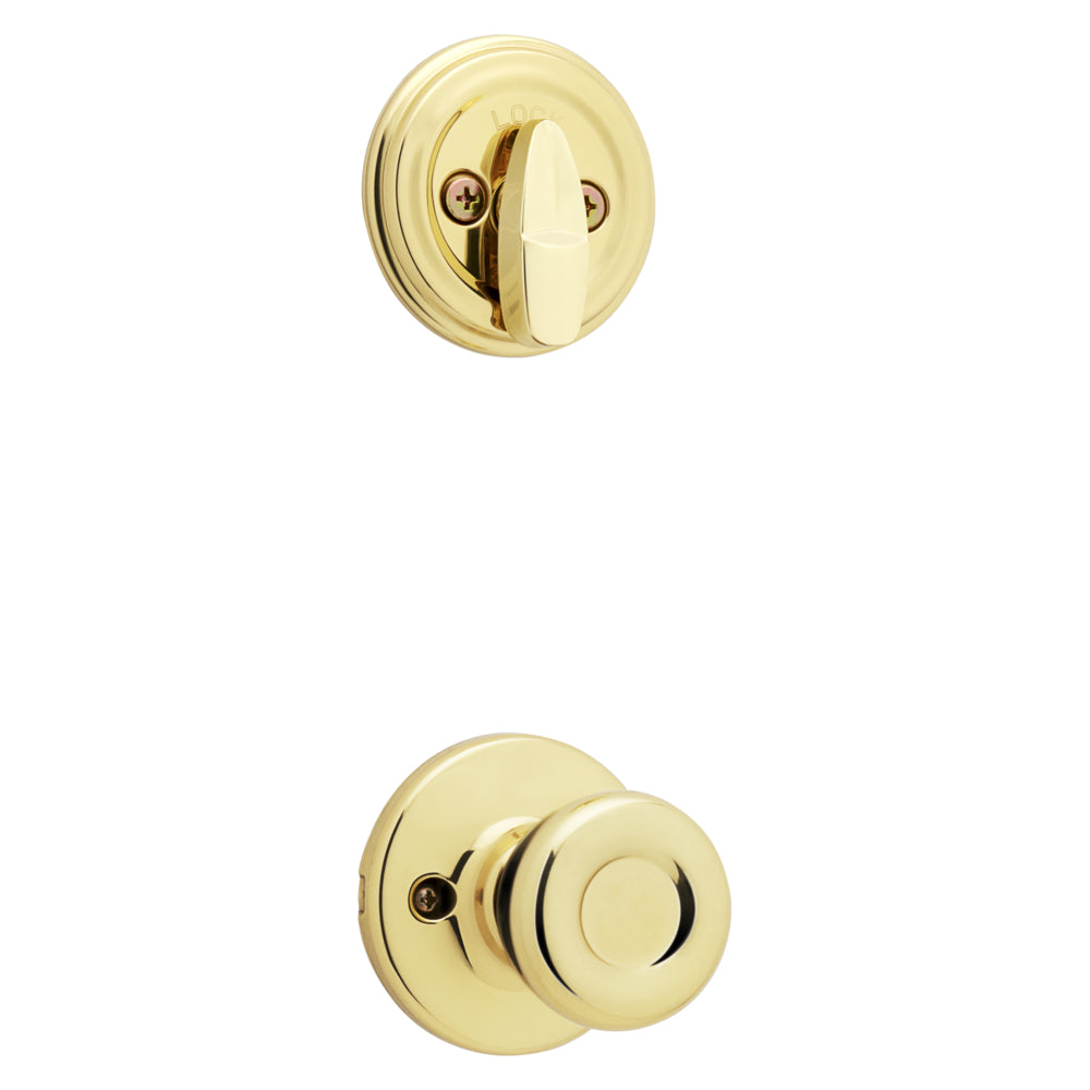 Kwikset 966T-3.UNIV Tylo Knob Interior Single Cylinder Handleset Trim for Both 800 and 687 Series Handlesets Bright Brass Finish