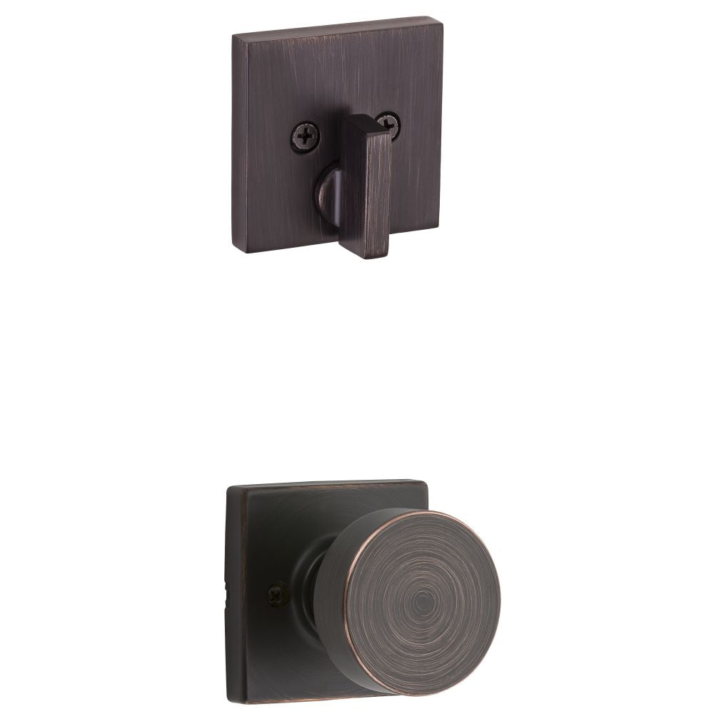 Kwikset 971PSKSQT-11P Single Cylinder Interior Pismo Knob Trim with Square Rose Venetian Bronze Finish