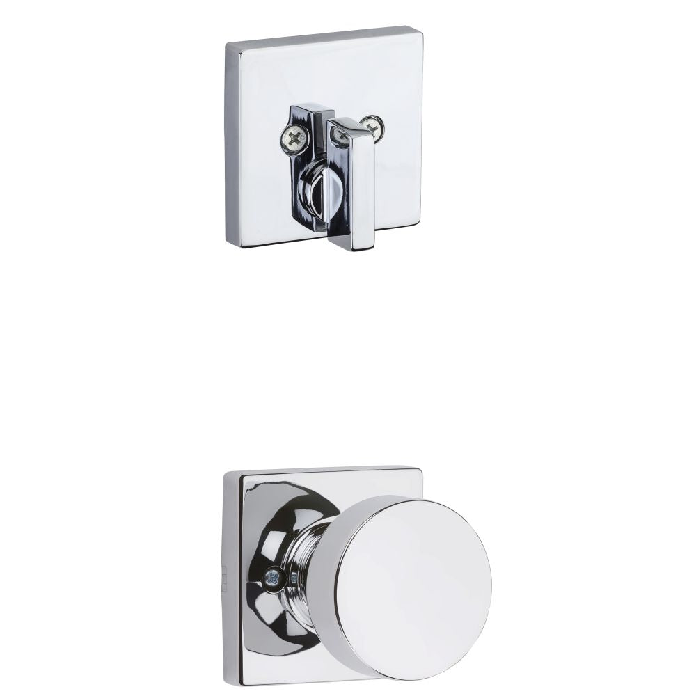 Kwikset 971PSKSQT-26 Single Cylinder Interior Pismo Knob Trim with Square Rose Bright Chrome Finish