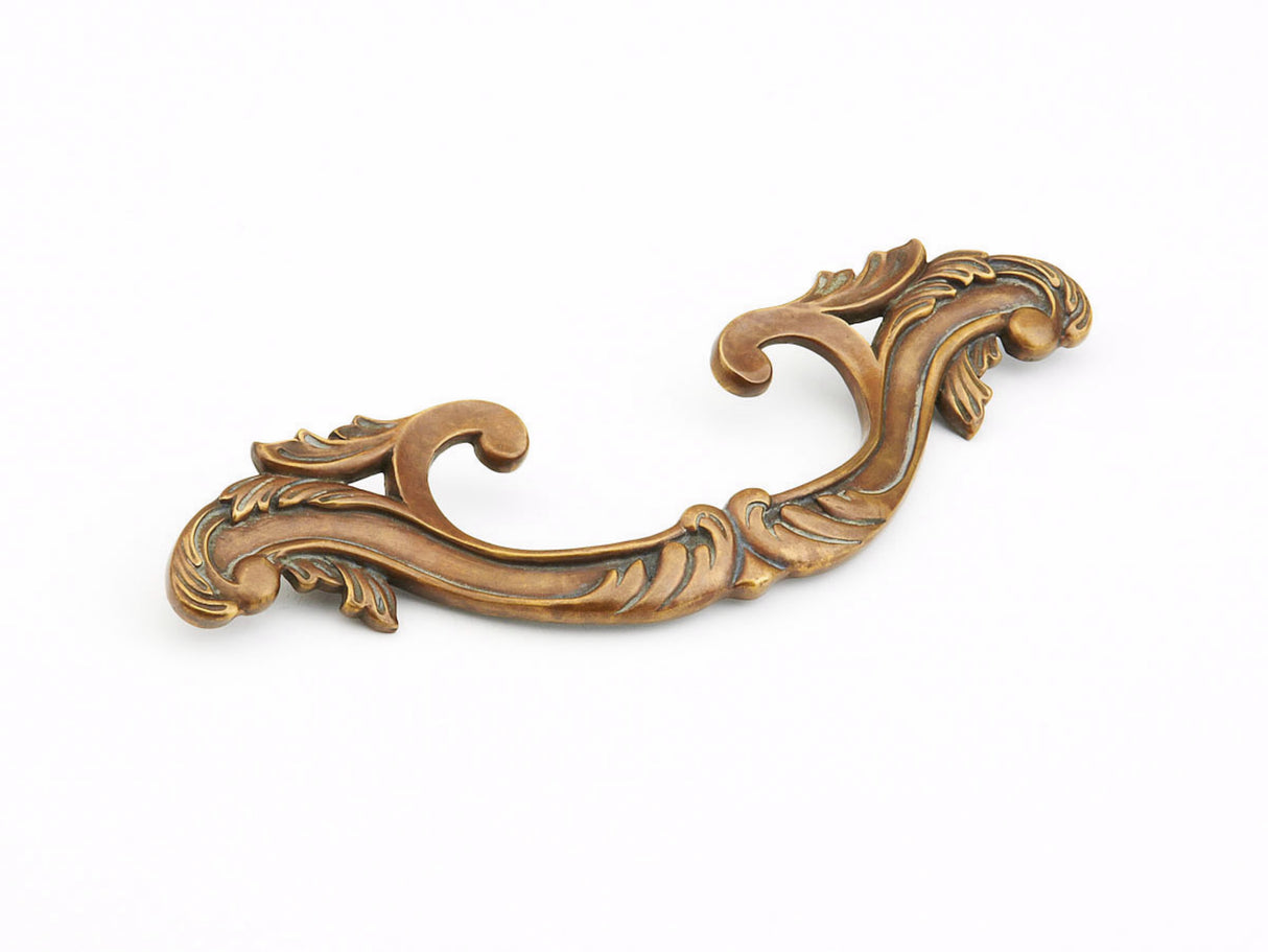Schaub 988-MBR 5-3/8" Center to Center French Court Cabinet Pull Monticello Brass Finish