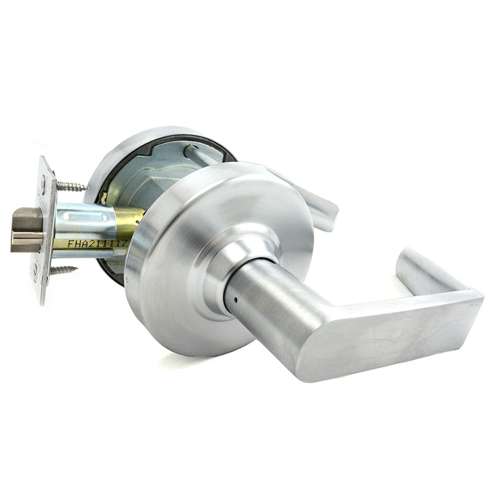 Schlage Commercial ALX70JRHO626 ALX Series Grade 2 Classroom Rhodes Lever Lock with LFIC Prep Less Core with 47269168 Tailpiece Included, 47267042 2-3/4" Deadlatch, and 47267101 ANSI Strike Satin Chrome Finish