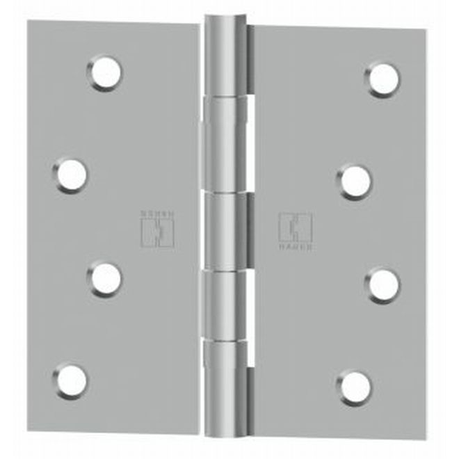 Hager BB154131232D 3-1/2" x 3-1-2" Square Corner Full Mortise Residential Weight Ball Bearing Hinge Satin Stainless Steel Finish