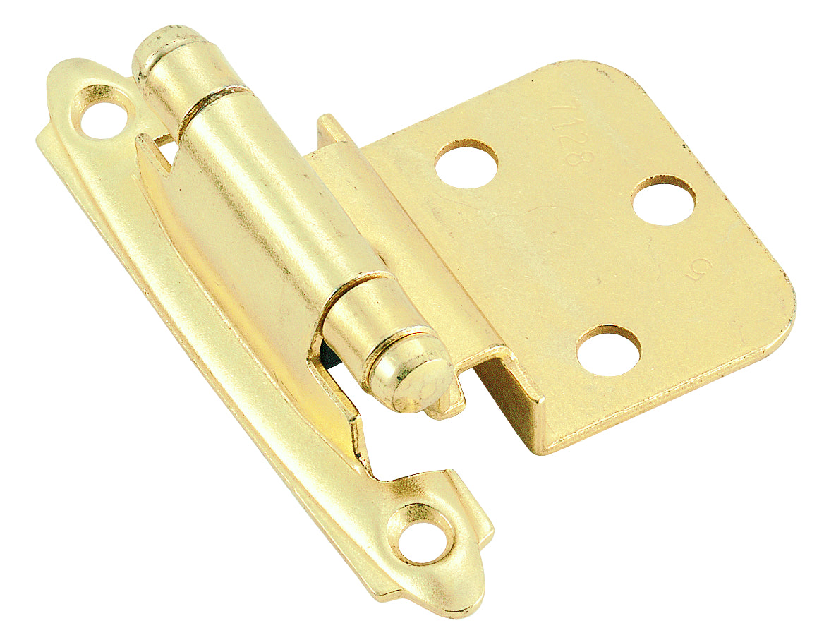 Amerock BPR34283 3/8" (10 mm) Inset Self Closing Face Mount Cabinet Hinge 2 Pack Bright Brass Finish