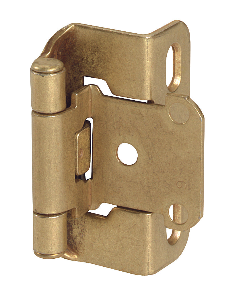 Amerock BPR7550BB 1/2" (13 mm) Overlay Self Closing Partial Wrap Cabinet Hinge 2 Pack Burnished Brass Finish