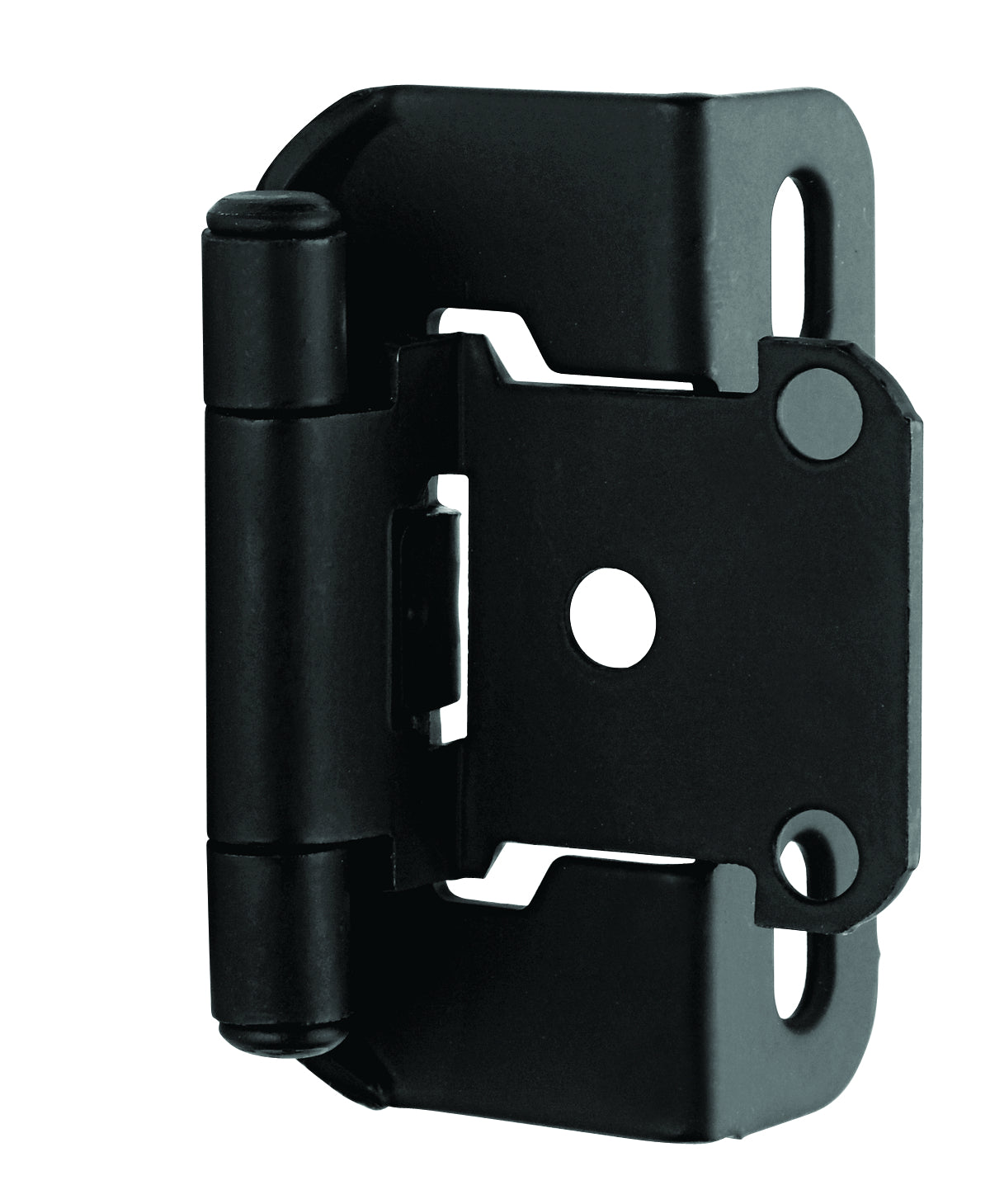 Amerock BPR7550FB 1/2" (13 mm) Overlay Self Closing Partial Wrap Cabinet Hinge 2 Pack Flat Black Finish