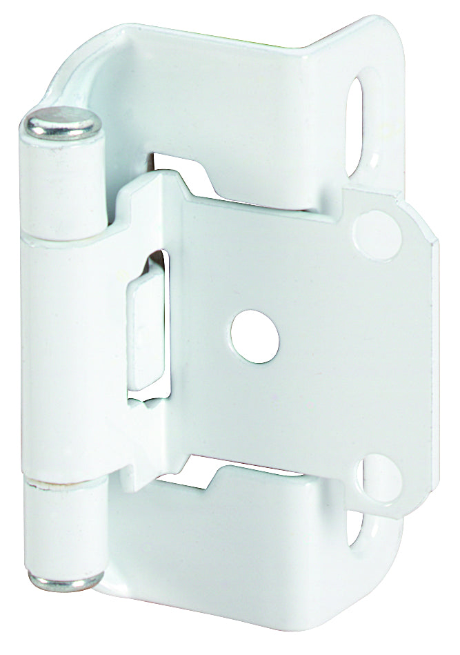 Amerock BPR7550W 1/2" (13 mm) Overlay Self Closing Partial Wrap Cabinet Hinge 2 Pack White Finish