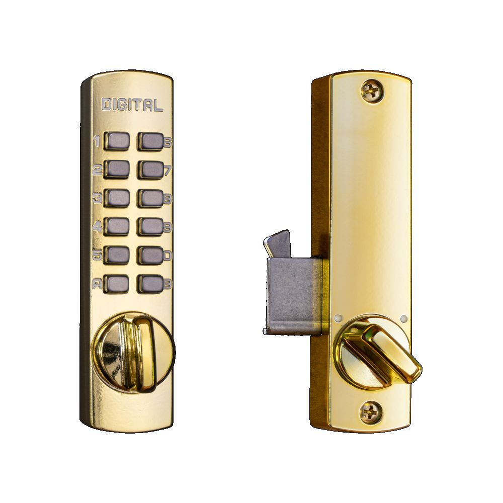 Lockey C150BB Mechanical Keyless Hook Bolt Lock Bright Brass Finish