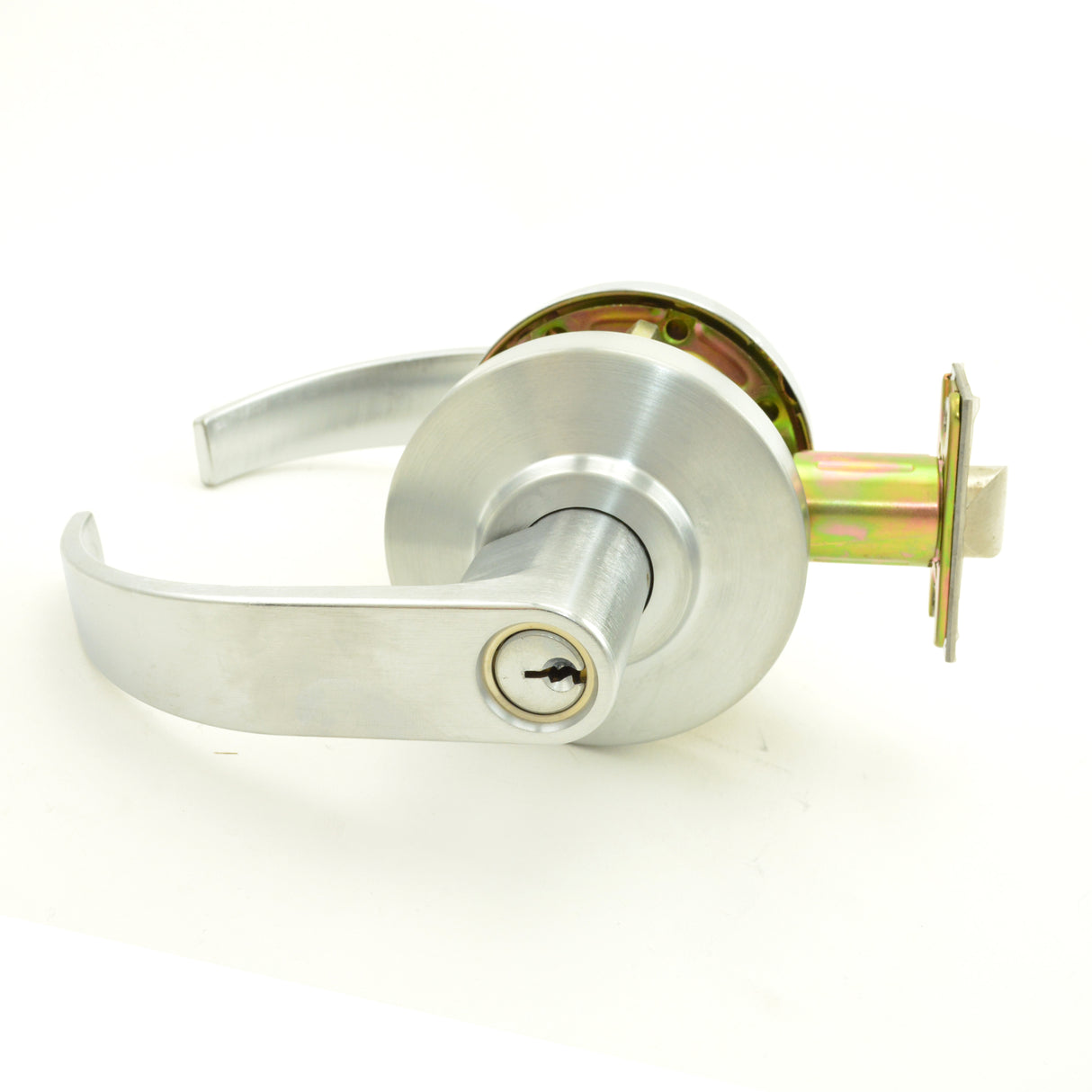 Dexter Commercial C2000CLENTRC626KDC Entry / Office Grade 2 Curved Lever Clutching Cylindrical Lock with C Keyway; 2-3/4" Backset; and ANSI Strike Satin Chrome Finish