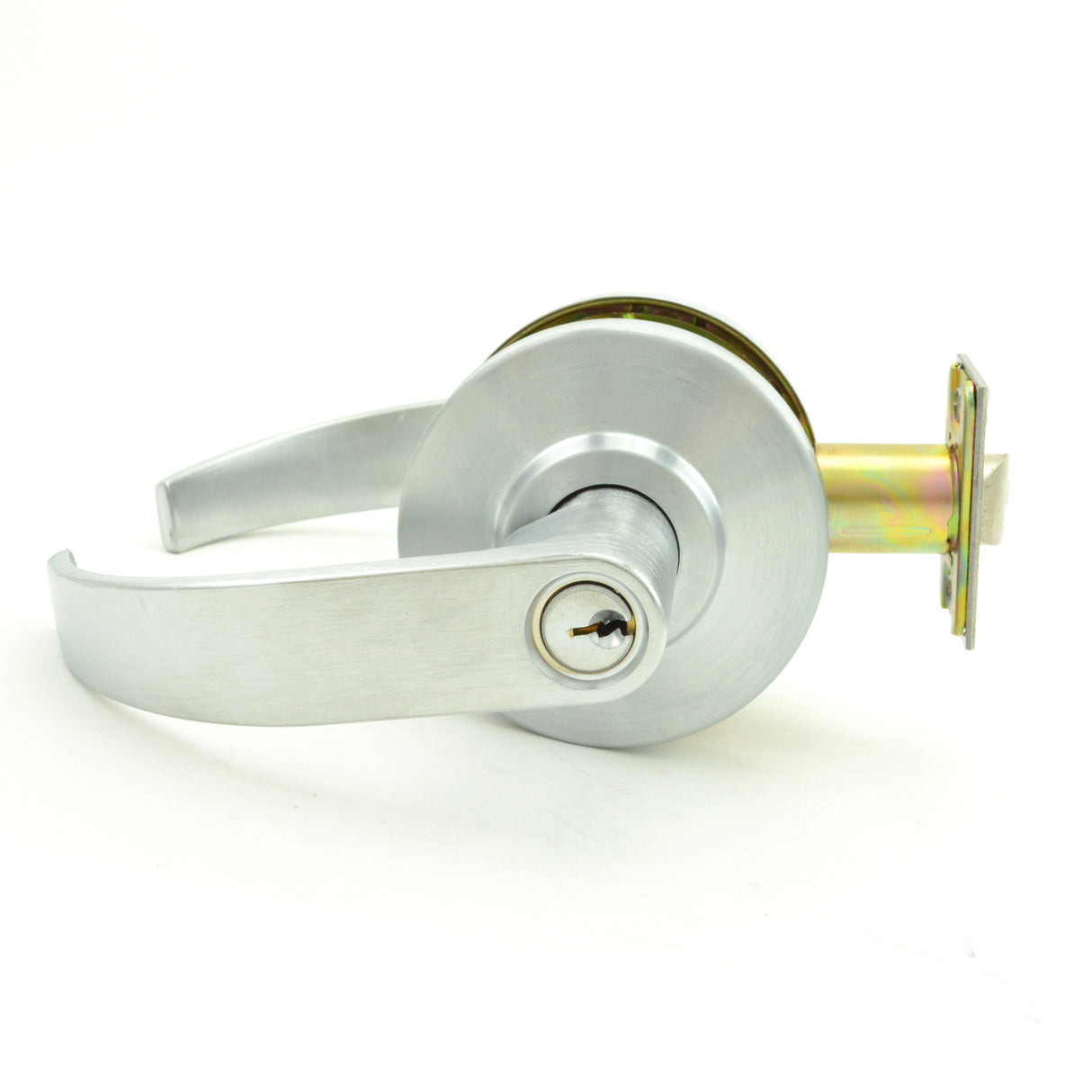 Dexter Commercial C2000ENTRC626KDC Entry / Office Grade 2 Curved Lever Non Clutching Cylindrical Lock with C Keyway; 2-3/4" Backset; and ANSI Strike Satin Chrome Finish