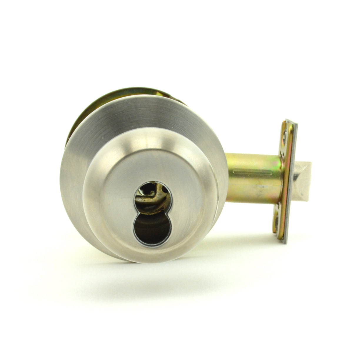 Dexter Commercial C2000STRMB630SFIC Storeroom Grade 2 Ball Knob Non Clutching Cylindrical Lock with Small Format IC Prep; 2-3/4" Backset; and ANSI Strike Satin Stainless Steel Finish