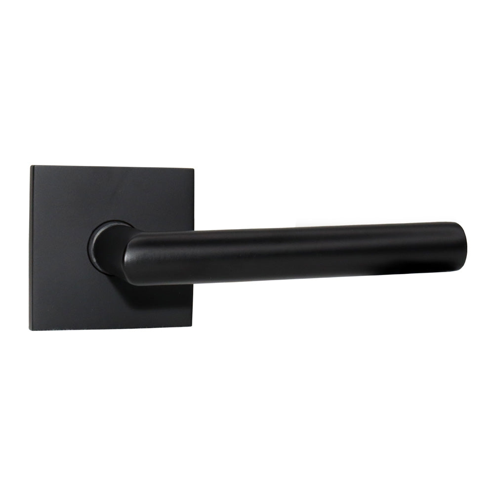 Emtek C5110STUUS19 Stuttgart Lever 2-3/8" Backset Passage with Square Rose with CF Mechanism for 1-3/8" to 1-3/4" Door Flat Black Finish