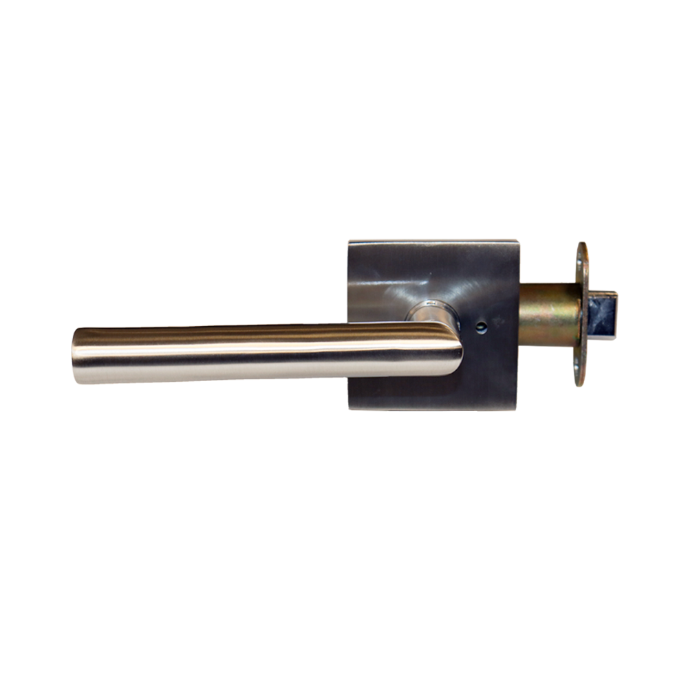 Emtek C5210STUUS15 Stuttgart Lever 2-3/8" Backset Privacy with Square Rose with CF Mechanism for 1-3/8" to 1-3/4" Door Satin Nickel Finish