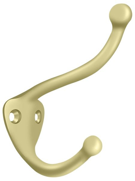 Deltana CAHH3U3-UNL Coat and Hat Hook, Unlacquered Bright Brass Finish