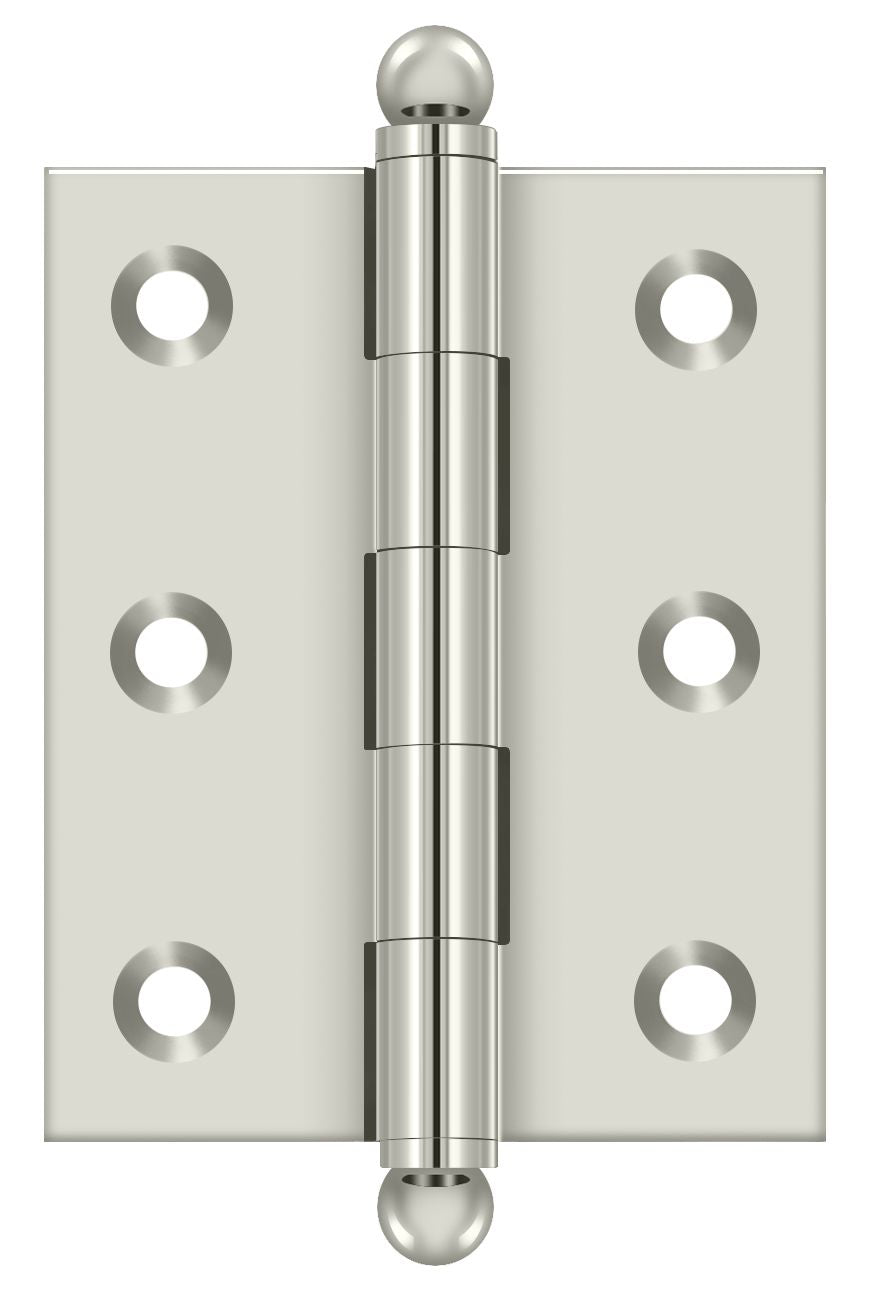 Deltana CH2520U14 2-1/2" x 2" Hinge; with Ball Tips; Bright Nickel Finish