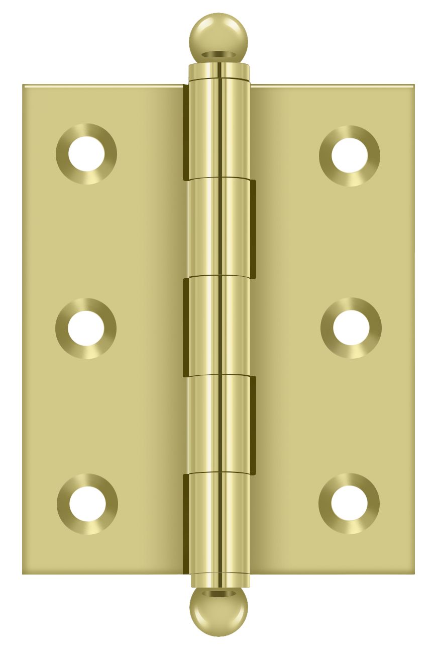 Deltana CH2520U3 2-1/2" x 2" Hinge; with Ball Tips; Bright Brass Finish