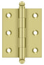 Deltana CH2520U3 2-1/2" x 2" Hinge; with Ball Tips; Bright Brass Finish