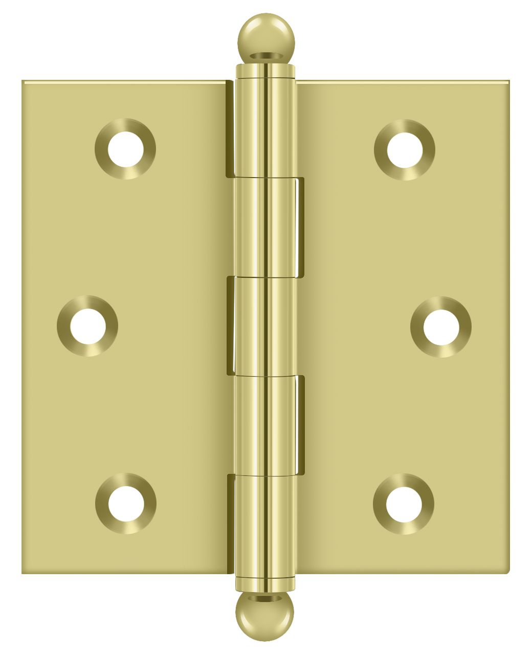 Deltana CH2525U3 2-1/2" x 2-1/2" Hinge; with Ball Tips; Bright Brass Finish