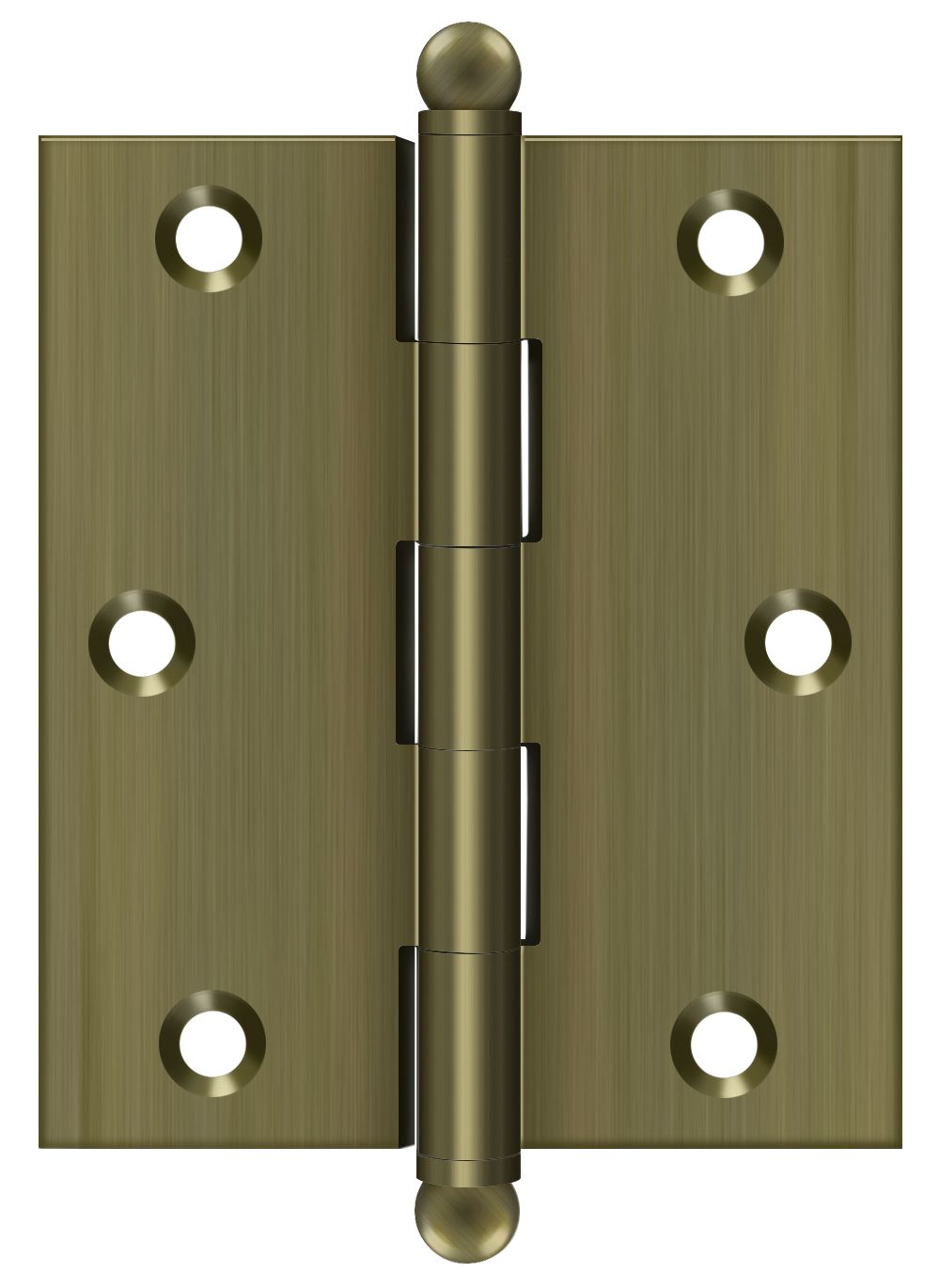 Deltana CH3025U5 3" x 2-1/2" Hinge; with Ball Tips; Antique Brass Finish