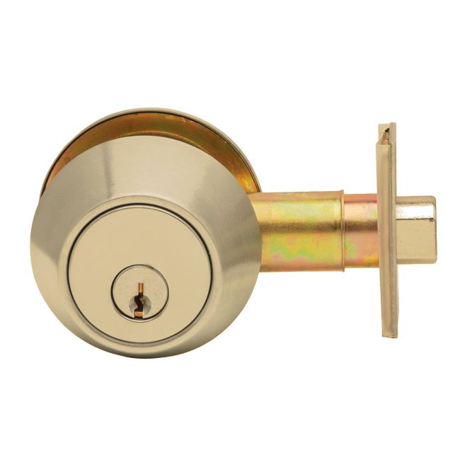 Dexter Commercial DB2000DCT605KDC Double Cylinder Grade 2 Deadbolt with C Keyway; Adjustable Backset; and 2-3/4" Square Strike Bright Brass Finish