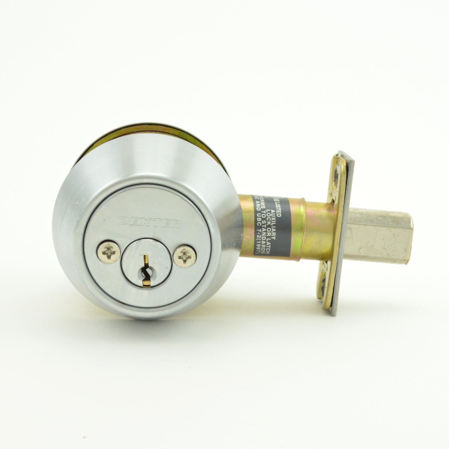 Dexter Commercial DB2000DCT626KDC Double Cylinder Grade 2 Deadbolt with C Keyway; Adjustable Backset; and 2-3/4" Square Strike Satin Chrome Finish