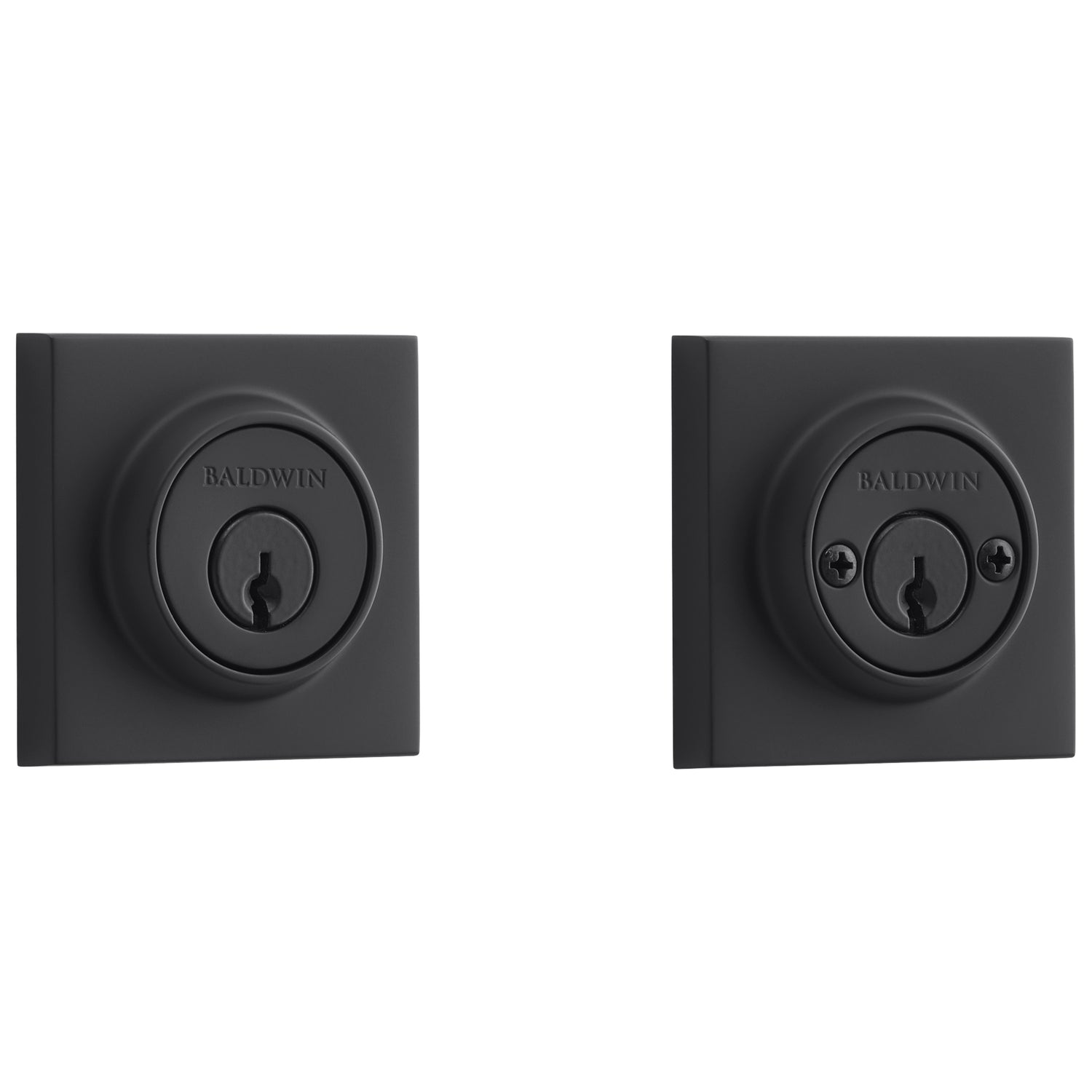 Baldwin Reserve DCCSD190 Double Cylinder Contemporary Square Deadbolt with 6AL Latch and Dual Strike Satin Black Finish