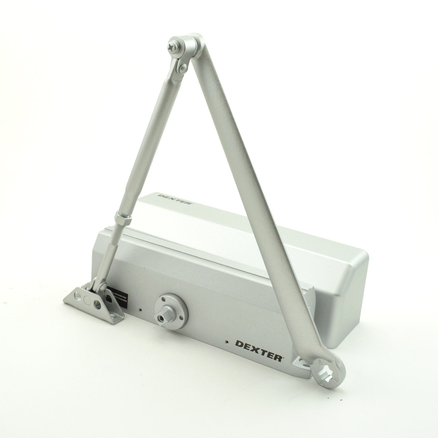 Dexter Commercial DCL2000STDFULLRWPAALUM Light Duty Surface Mount Door Closer with Full Cover and Regular Arm Aluminum Finish